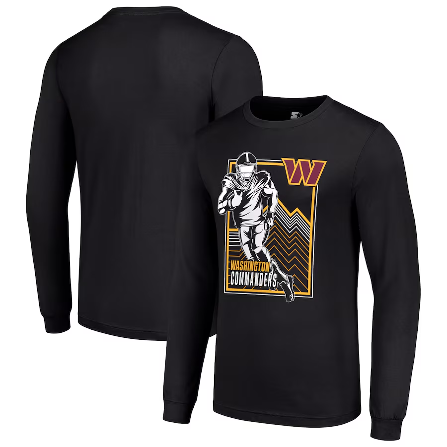 Men Washington Commanders black 2024 NFL Long sleeve T Shirts